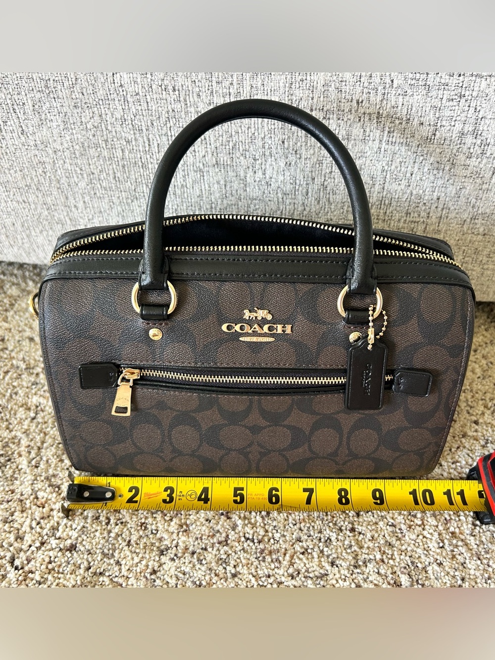 Inspired Canvas Satchel with Wallet & wristlet - Brown & Black - Picture 9 of 12